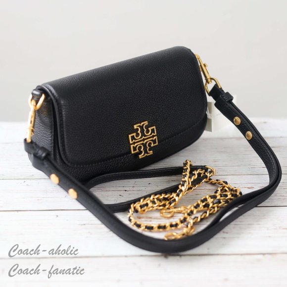 NWT Tory Burch Britten Convertible Leather Crossbody in Black - Picture 9 of 12